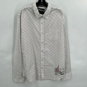 Billabong Men's White Polka Dot Long Sleeve Button Slim Fit Shirt Size XL